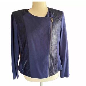 G by Giuliana Blue Faux Snakeskin Crop Jacket Size M